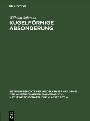 cover image of Kugelförmige Absonderung
